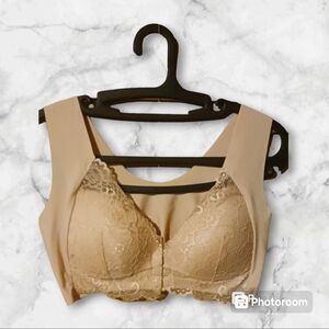 Wireless Push Up Bra with Lace - Beige XLrg Temu Brand